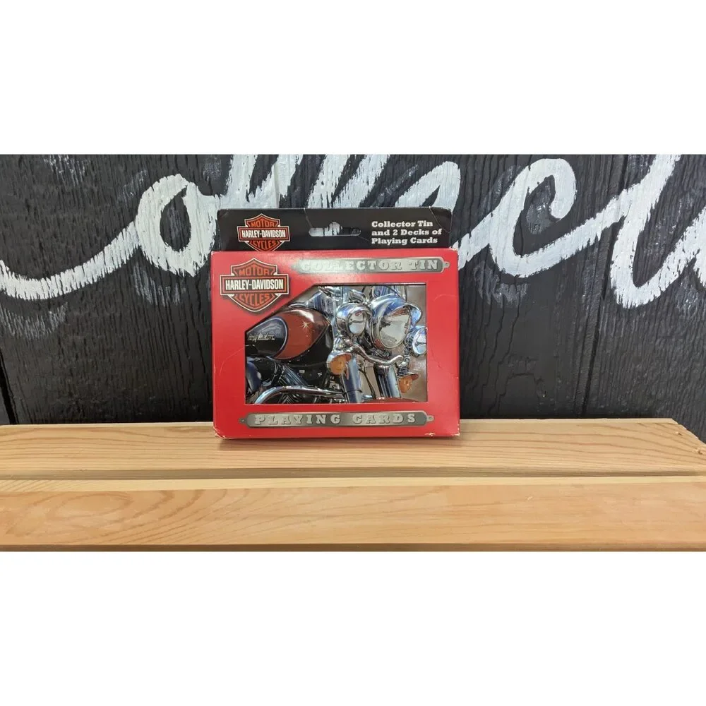 Harley-Davidson Collector Tin with Two Sealed Decks of Playing Cards Gift Set (